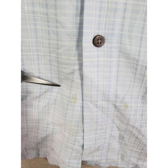 Campia Moda Shirt Mens 2XLT XXL Tall Blue Plaid Rayon Short Sleeve Pocket Button - Picture 3 of 11